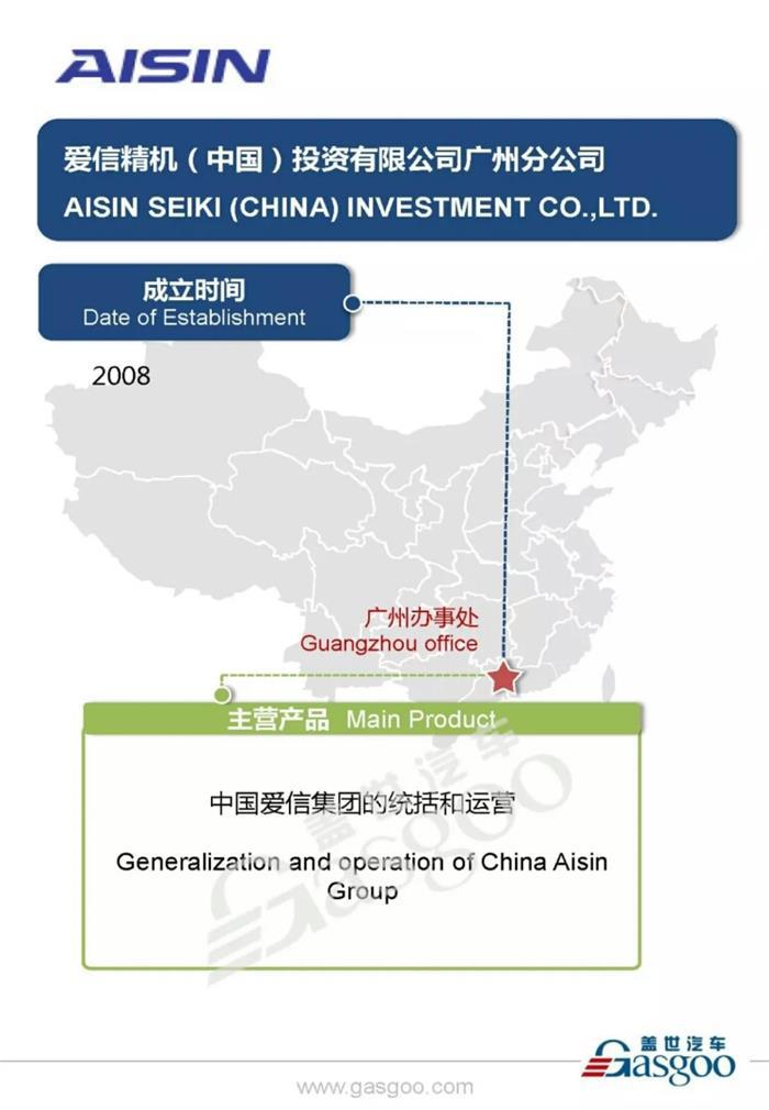 丰田汽车零部件主要供应商爱信精机在华产业布局