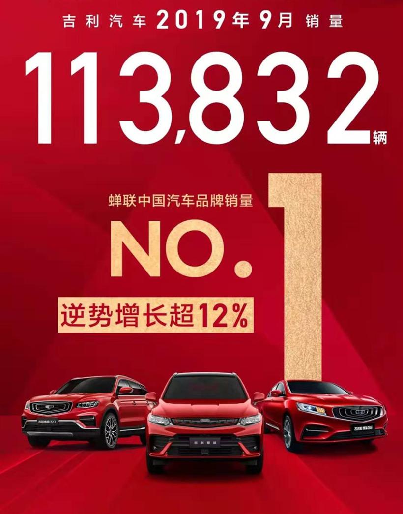 吉利汽车9月销量公布 | 总销量超11万，完成年度目标70％
