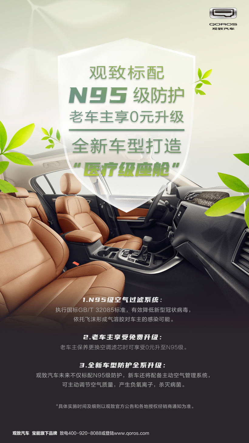 观致汽车紧急研发“N95级”空气过滤系统 将实现全系标配