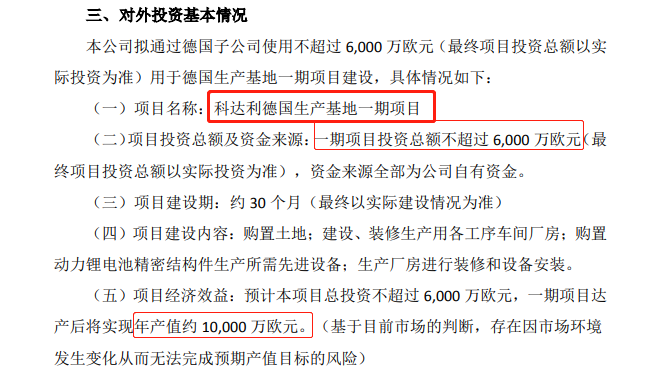一季度主流零部件企业投/扩建及未来规划项目情况一览