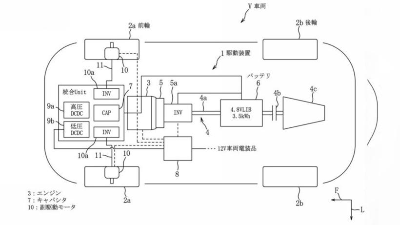 马自达RX-9混动系统专利：利用电容器驱动轮毂电机