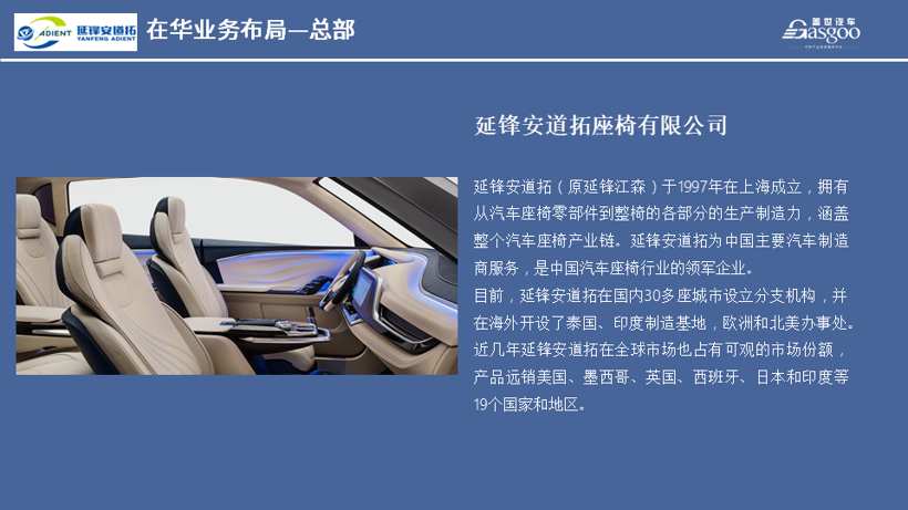延锋安道拓2020在华生产研发布局 | 盖世整理