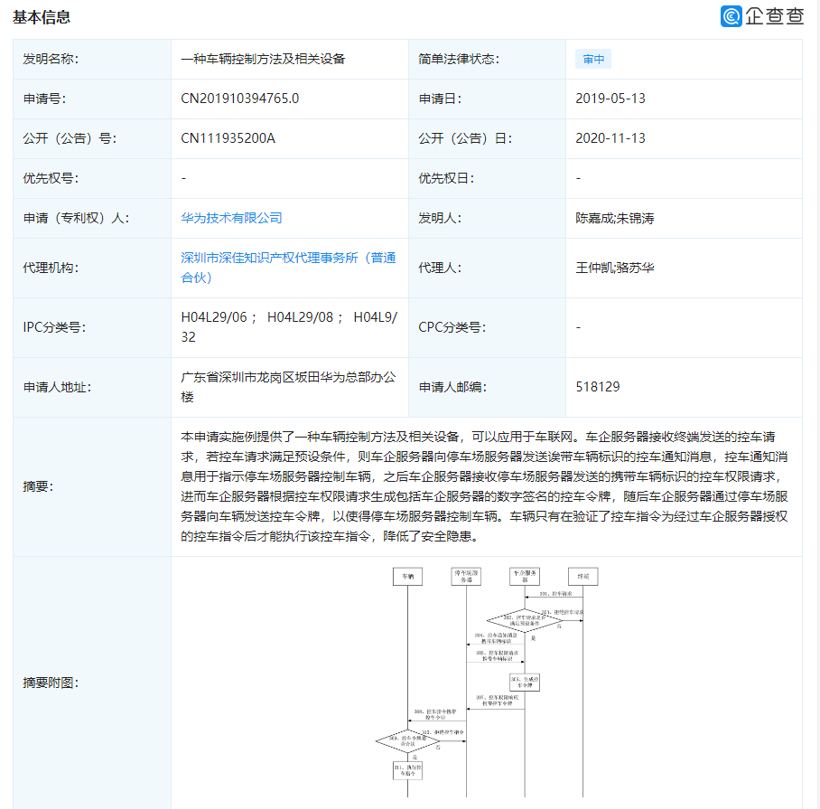 华为新增两项汽车相关专利