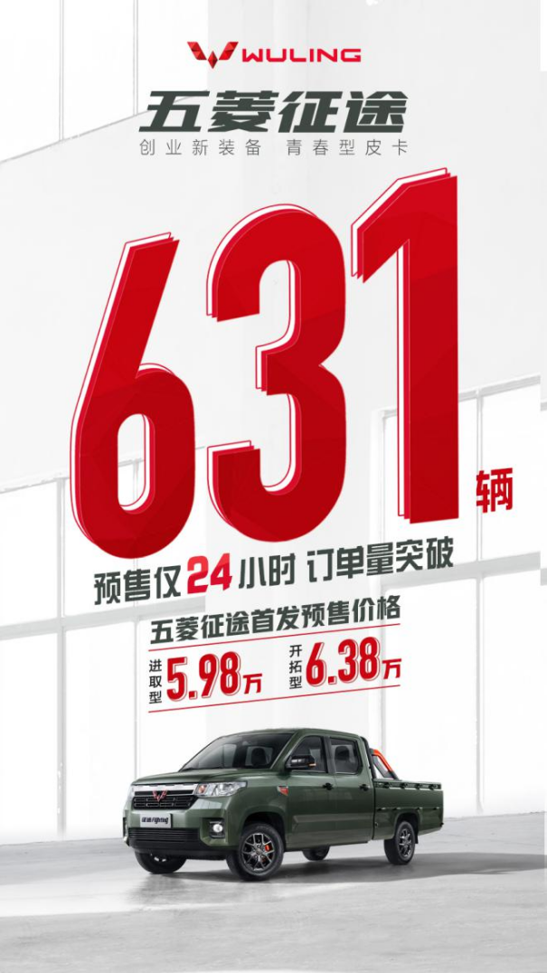 预售24小时订单达631 五菱征途销量火热