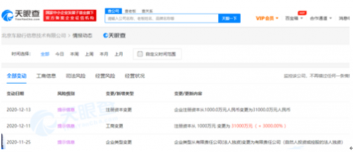 理想汽车关联公司工商变更 注册资本增至3.1亿元
